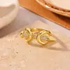 Anillo Cruzado de Acero Inoxidable Chapado en Oro de 18 Quilates, Estilo Nuevo Europeo y Americano, para Mujer, Versátil para el Uso Diario, Joyería de Anillo Abierto Simple y a la Moda