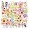 56 Pegatinas Dulces de Verano con Caras Sonrientes Antropomórficas, Pegatinas de Helado y Pastel, Pegatinas Lindas y Divertidas para Decorar Diarios de Niñas