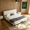 Cama matrimonial minimalista italiana, marco de cama ultradelgado, cama tapizada, marco de acero empotrado, cama flotante, ahorradora de espacio para dormitorios pequeños, cama individual