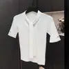 Camiseta de Punto de Manga Corta Ajustada Estilo Coreano para Mujer Verano Cintura Ceñida Adelgazante Elegante Ligero Madura Color Sólido Top de Punto
