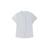 Camisa de Lino Lyocell Tencel de Manga Corta con Bolsillo para Mujer, Cardigan de Punto de Alta Gama Estilo Coreano con Botones, Nuevo Top de Primavera/Verano