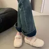 Primer encuentro: Zapatos Mary Jane de Punta Redonda con Forro de Felpa y Textura Esponjosa para Mujer, Zapatos Planos de Algodón para Exterior de Invierno