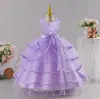 Venda Quente Transfronteiriça Vestido Formal Longo Infantil com Múltiplas Camadas de Tule Saia Bufante Fantasia para Apresentação em Festival Infantil Vestido Formal de Pequeno Apresentador