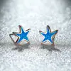Brincos Cruzados Europeus e Americanos Moda Personalizada Ouro Rosa Opala Azul Estrela do Mar Feliz para Mulheres Joia de Orelha Exquisita Versátil