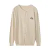 Nuevo Cardigan de Punto de Lana para Mujer, de Cuello Redondo, Holgado, Manga Larga, Bordado Simple y Moderno, Prendas de Abrigo