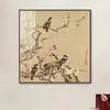 Nova pintura decorativa meticulosa estilo chinês com flores e pássaros, redonda, em estilo chinês tradicional, adequada para salas de estar, escritórios e salas de chá, como um pendente de parede de fundo, com uma estética retrô