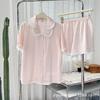 Verano Nuevo Doble Cuello Super Delgado Pijama de Seda de Hielo Ropa de Casa para Mujer Cómoda Casual Traje de Ropa de Dormir para Mujer Venta al por Mayor
