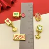 Novo Ouro Areia Mahjong Fortuna Placa Branca Conta Vermelha DIY Corda de Arame com Contas Acessórios de Contas Espaçadoras para Pulseira