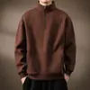 Sudadera Americana de Alto Nivel, Suave y Ceroso, Peso Pesado, Media Cremallera con Cuello Alto para Hombre en Otoño, Nueva, Holgada, Talla Grande, Camisa Polo Retro