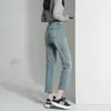 Jeans de Pierna Recta Cortos para Mujer Verano 2025 Moda Nueva Cintura Alta Adelgazantes Cortos Hombres Pantalones Tubo Estilo Francés