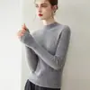 100% cachemira, tejido de alta calidad, suéter de cachemira ajustado con cuello semi-alto, capa interior de punto acanalado para mujer, suéter de punto