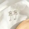 Pendientes de cristal de plata de ley S925, estilo coreano, moda, exquisitos, diseño de estrella hueca, accesorios de joyería para mujer