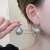 Brincos de Pérola Imitação Cinza de Cânhamo, Simples, Elegantes e Elegantes, Produção Doméstica Shijia Argolas de Gancho Grandes para Orelha Pérola Brilhante Retro