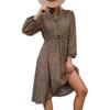 Bai Fen Zhi YiComercio Transfronterizo Principios de Otoño Moda Europea y Americana Ropa para Mujer Vestido de Manga Larga con Solapa Estampado de Leopardo para Mujer como Ropa Interior