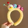 Faixa de cabeça de pelúcia fofa de desenho animado para lavar o rosto de mulheres, acessório de cabelo para outono e inverno, faixa de cabeça de coroa alta, antiderrapante, grampo de cabelo que não cai