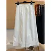 Estilo Nuevo de Verano Europeo de Gama Alta Popular Este Año Costura Calada Cintura Alta Aspecto Adelgazante Holgado Casual Rectos de Pierna Ancha Pantalones para Mujer