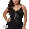 Amazon Aliexpress Plus Size Solto Decote V Profundo Renda Sexy Alça Longa Pijama para Casa para Mulheres Verão