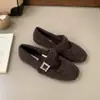 Primer Encuentro Temporada Zapatos Peludos Estilo Francés Pequeños Ropa de Abrigo para Mujer Con Terciopelo Adicional Calientes de Suela Plana Zapatos de Algodón Zapatos Mary Jane Mocasines sin Cordones