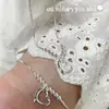 Pulsera de Plata de Ley S925 con Forma de Corazón Dulce Ounihan para Niñas, Diseño de Nicho Estilo Ins, Joyería Versátil con Cuentas Redondas en Forma de Corazón