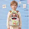Mochila Infantil para Alunos do Jardim de Infância e Ensino Fundamental, Tubarãozinho de Desenho Animado, Dinossauro Fofo, Mochila Leve para Meninos e Meninas