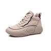Zapatillas Deportivas Casuales de Caña Alta para Mujer, Tenis Blancos de Piel Genuina, Novedad Otoño e Invierno 2026, Versátiles, Bloques de Color Retro, Suela Gruesa, Zapatos de Papá