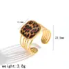 Anel Tendência de Aço Inoxidável com Estampa de Leopardo para Mulheres, Anel Aberto de Moda Personalizado, Anel de Joia em Aço Titânio Banhado a Ouro 18K