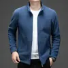 Sudadera de Felpa para Hombre con Cuello Alto, Chaqueta Cardigan con Cremallera, Chaqueta Gruesa de Felpa Cálida de Color Sólido para Otoño e Invierno