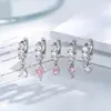 Henson Accessories Estilo Coreano y Japonés Esmalte Rosa Estrella Llave Gota de Agua Colgante Pendientes de Alfiler Recto Pinzas para Orejas
