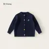 Ropa para niños Youbao: suéter para niñas con botones de colores, cuello redondo, camiseta interior para niños, ropa de punto para niños azul marino, cárdigan para niños