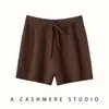 Shorts de punto de cachemira para mujer transfronterizos, nuevo estilo otoño e invierno, cintura elástica, simples y versátiles, cómodos, suaves y amigables con la piel, de tres cuartos