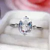 Anillo de Cristal Blanco Natural para Mujer 2025 Incrustado con Cristal Blanco Plata S925 Cristal Blanco Mayoreo Casual Una Pieza Dropshipping