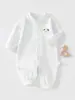 Macacão de algodão puro Classe A para bebê estilo primavera e outono roupas de algodão puro para recém-nascidos meninos e meninas macacão de manga comprida para camada base
