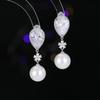 Novo estilo de luxo leve moda elegante S925 prata agulha gota d'água brincos de pérolas distintos borla longa todos os jogos brincos simples