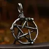 Collar con colgante de acero inoxidable pulido nuevo transfronterizo de Satanás comercio exterior retro cabeza de oveja estrella de cinco puntas colgante de acero de titanio