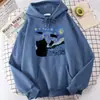 Sudadera con Capucha Estampado de Gato Cielo Estrellado para Hombre Moda Otoño Sudadera de Lana Casual S-XL Jersey