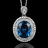 2026 Joyería Transfronteriza Zhuangshengsheng Base de Cobre Chapado en Oro Colgante de Moda Simulado de Espinela Azul Forma de Huevo Set 15*18