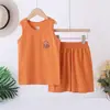 Roupa de Casa de Verão para Crianças Roupa para Ar Condicionado Conjunto Fino Conjunto de Colete Infantil 2026 Conjunto de Duas Peças Sem Mangas para Meninos e Meninas