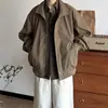 Jaqueta de Voo Americana Masculina Estilo Japonês, Unissex Retro Primavera Gola Alta Texturizada Cleanfit Casaco Top para Casal
