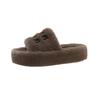 Pantuflas Peludas de Suela Gruesa para Exterior de Mujer 2024 Nueva Moda de Otoño e Invierno Pantuflas de Felpa con Letras Algodón