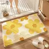Tapete de Chão Floral Fresco e Simples para Entrada de Casa, Tapete Antiderrapante para Quarto e Banheiro, Fácil de Cuidar, Tapete de Chão de Caxemira Sintética