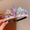 Diadema Corona Tiara Infantil Frozen Elsa Princesa Diadema de Perlas Tiara Vestido de Actuación Accesorios para Disfrazarse Disparos