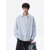 Camisa de Manga Larga a Rayas Verticales con Cuello en V, Falso Dos Piezas, Nueva para Otoño 2026, Chaqueta Camisa de Otoño para Hombre con Aspecto de Alta Gama