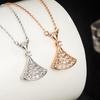S925 prata esterlina cheia de diamante saia fã colar fivela original luz de luxo pequena saia das mulheres celebridade on-line elegante all-match colar