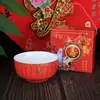 Cuenco de Longevidad para Personas Mayores Caja de Regalo Roja Amarilla Cumpleaños Agradecimiento Set de Cajas Regalo de Retorno Celebración de Longevidad Banquetes de Longevidad