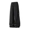 Calça de Trabalho Casual Resistente à Água para Homens, Calça Funcional de Paraquedista para a Primavera, Marca Tendência, Caimento Solto Texturizado, Calça Longa Curvada