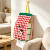 Bolsa colgante para pañuelos con patrón de rejilla, organizador de pañuelos para montar en la pared, bolsa colgante de tela con patrón de rejilla para almacenamiento de pañuelos, bolsa de almacenamiento para dormitorio
