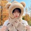 Bufanda y Sombrero Integrados Otoño e Invierno Cálido Felpa Engrosado Imitación Piel de Conejo Lindo Sombrero con Protección para las Orejas 2024 Estilo Caliente para Mujeres