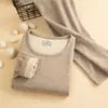Conjunto de ropa interior térmica de lana y seda, forrado de felpa, engrosado, cómodo, sin costuras, ajustado, top y pantalones de otoño, conjunto de capa interior, venta al por mayor