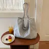 Nova Bolsa Tote de Lona com Listras Verticais Estilo Coreano, Sensação Relaxada, Grande Capacidade, Adequada para o Dia a Dia, Bolsa de Ombro Único para Estudantes, Bolsa Tote para Aula