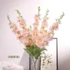 Delphinium flor artificial simulación arreglo floral jacinto flor decorativa sala de estar arte floral arreglo floral flocado rama alta adorno de pie